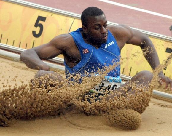Liberia's Jangy Addy during the Long Jump at the 2008 Olympics in Beijing - Author: UPI Photo/Roger L. Wollenberg