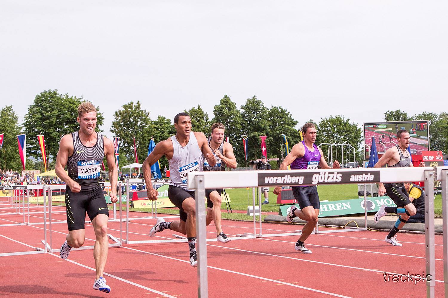 Kevin Mayer, Garrett Scantling, Pieter Braun, Adam Sebastian Helcelet and Dominik Distelberger. Photo by Olavi Kaljunen / trackpic.net