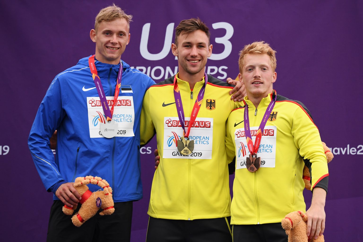 Johannes Erm, Niklas Kaul and Manuel Eitel (Photo by Oliver Hardt/Getty Images)