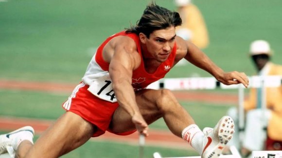 Dave Steen competing at the Los Angeles 1984 Olympics